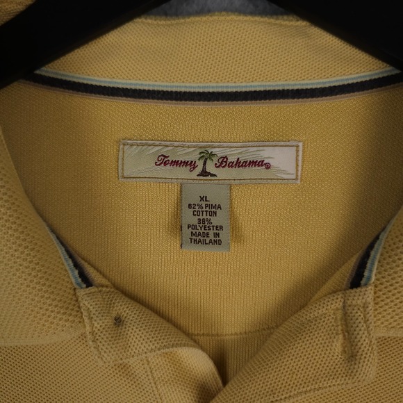 Vintage Tommy Bahama Polo Shirt Mens XL Yellow Pima Cotton Blend Pique Knit - Picture 3 of 12